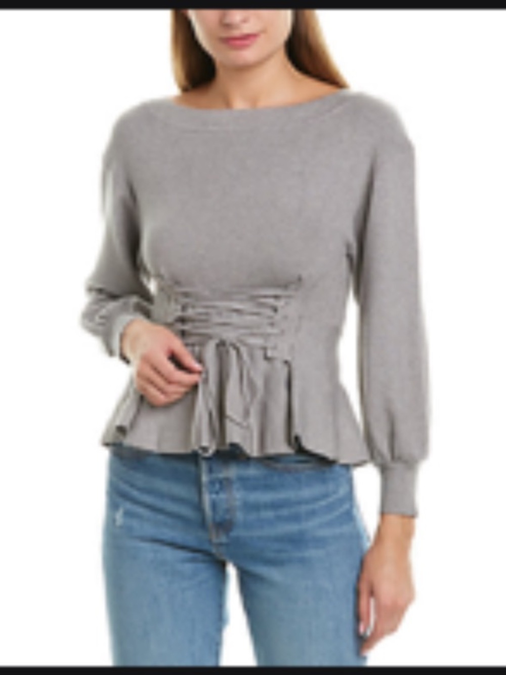 bishop + young Nadia Corset Lace-Up Peplum Sweater